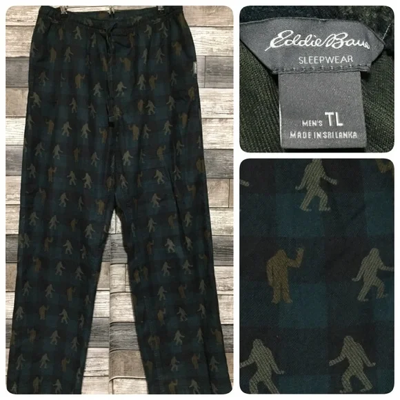 Eddie Bauer Pants Eddie Bauer Sleepwear Big Foot Sasquatch Lounge Pants Mens L Tall Plaid Poshmark